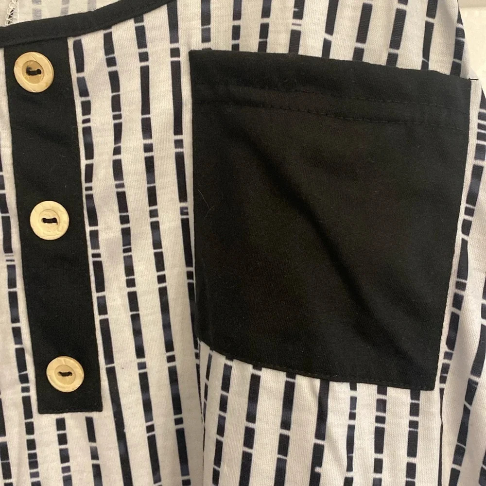 High-low tank top Black White Stripes 2XL XXL - Picture 6 of 6